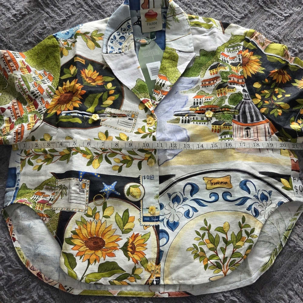 Farm Rio Latin Trip Scarves Shirt XS NWT - Picture 4 of 8